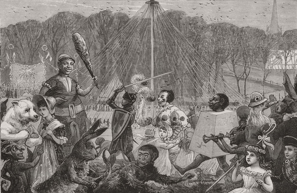 LANCS. May-Day Fete, Worsley, Manchester 1881 old antique print picture